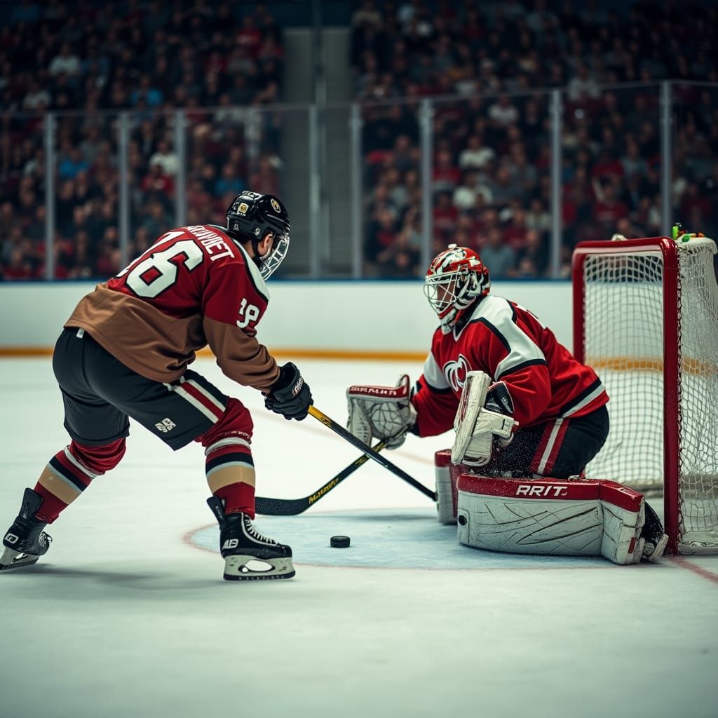 Hockey Player Snap Shot, Cinematic Lighting