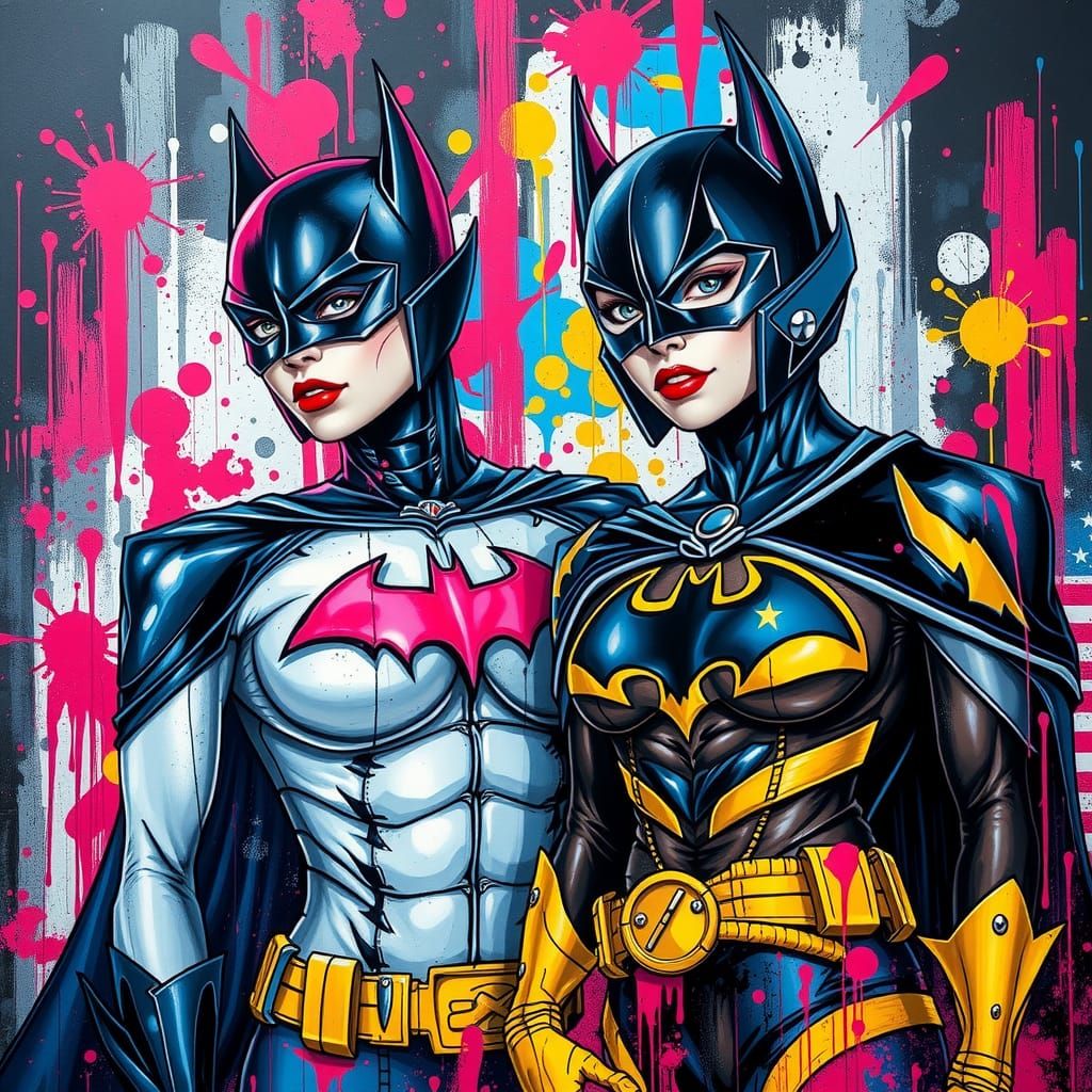 Batwoman and Batgirl Graffiti Splash Art