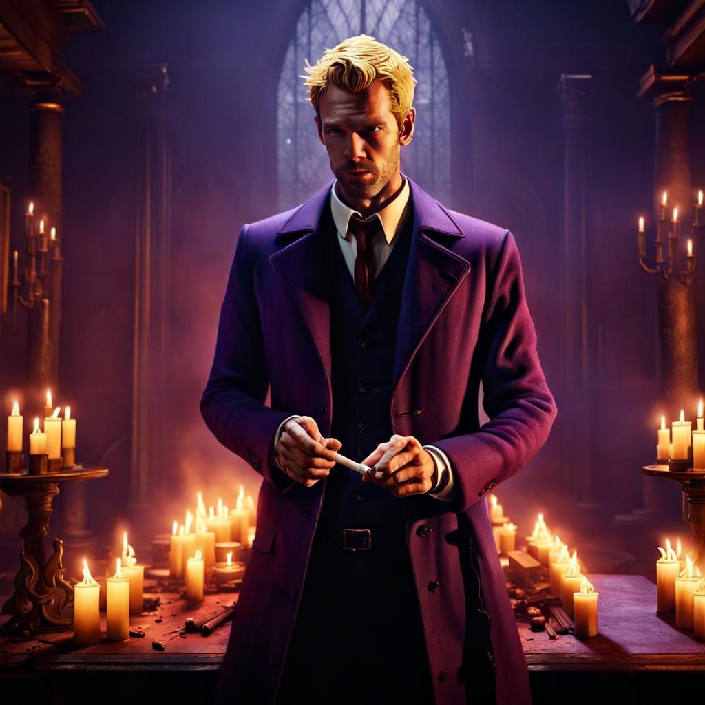 John Constantine in a Sinister Candlelit Room