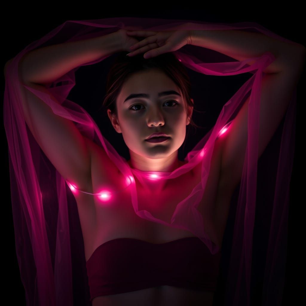 Monochrome Portrait of a Young Woman in Ethereal Glow