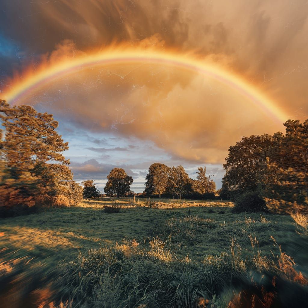 Spectacular Fire Rainbow Over Serene Landscape