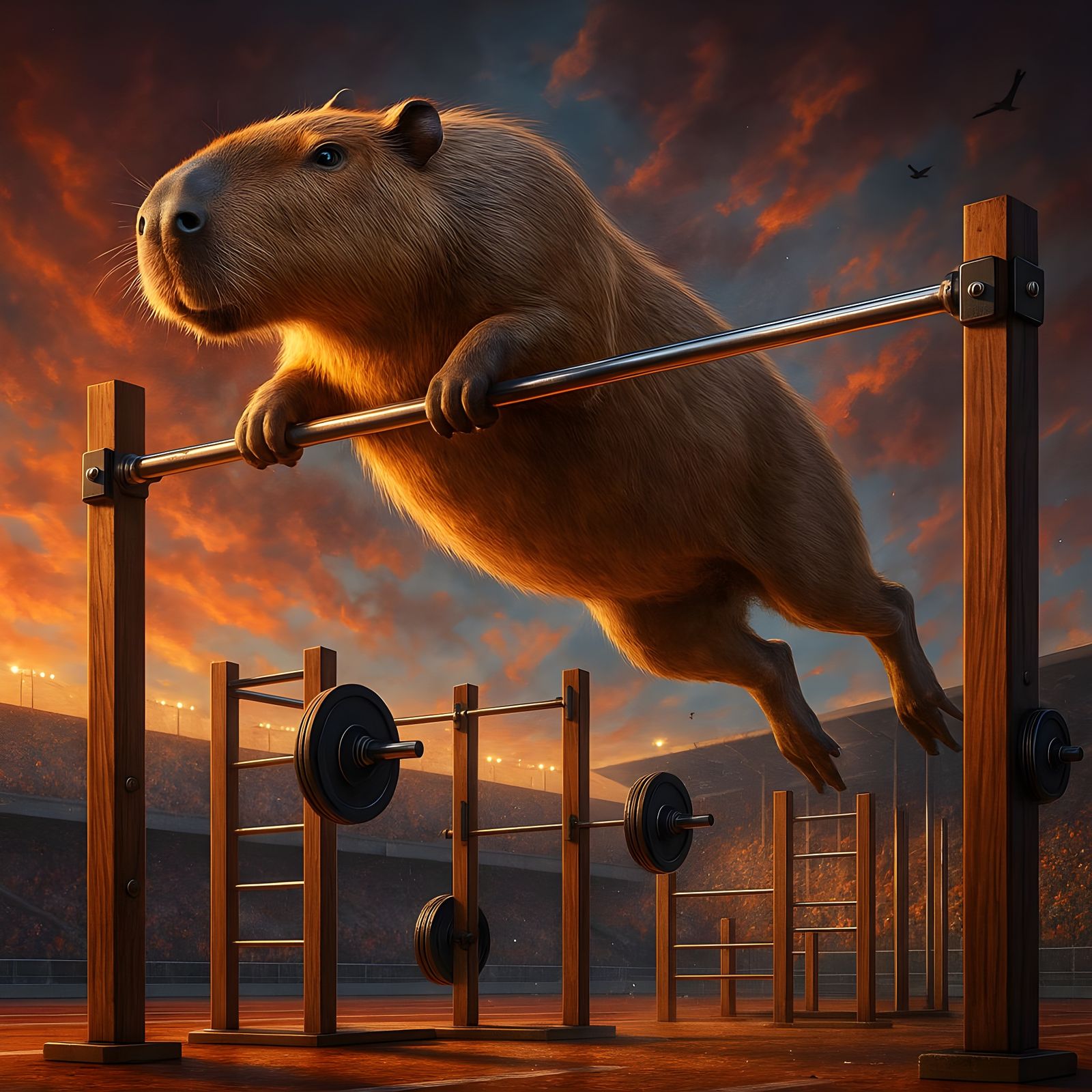 Capybara Does Pull-Ups: Hyperrealistic Sports Competition