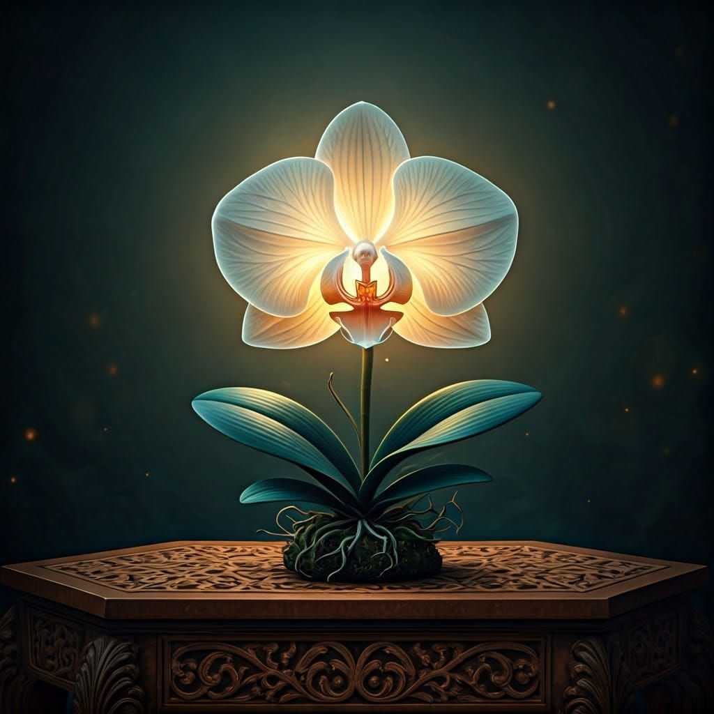 Ethereal Orchid Lamp Radiating Mystical Glow