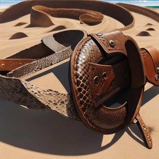 Textured Collage of Leather, Snakeskin, Wood and Stone