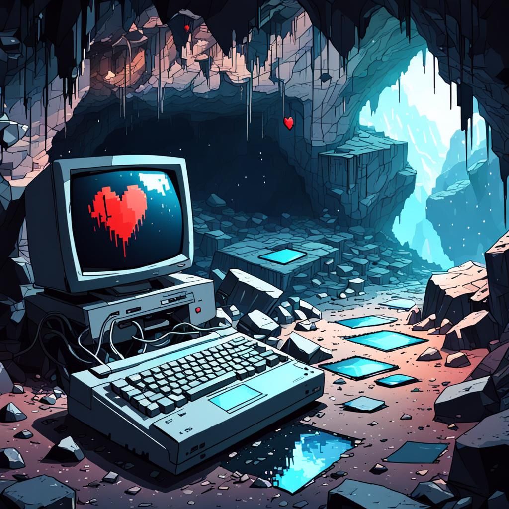 Abandoned Glitch Computer in Cave