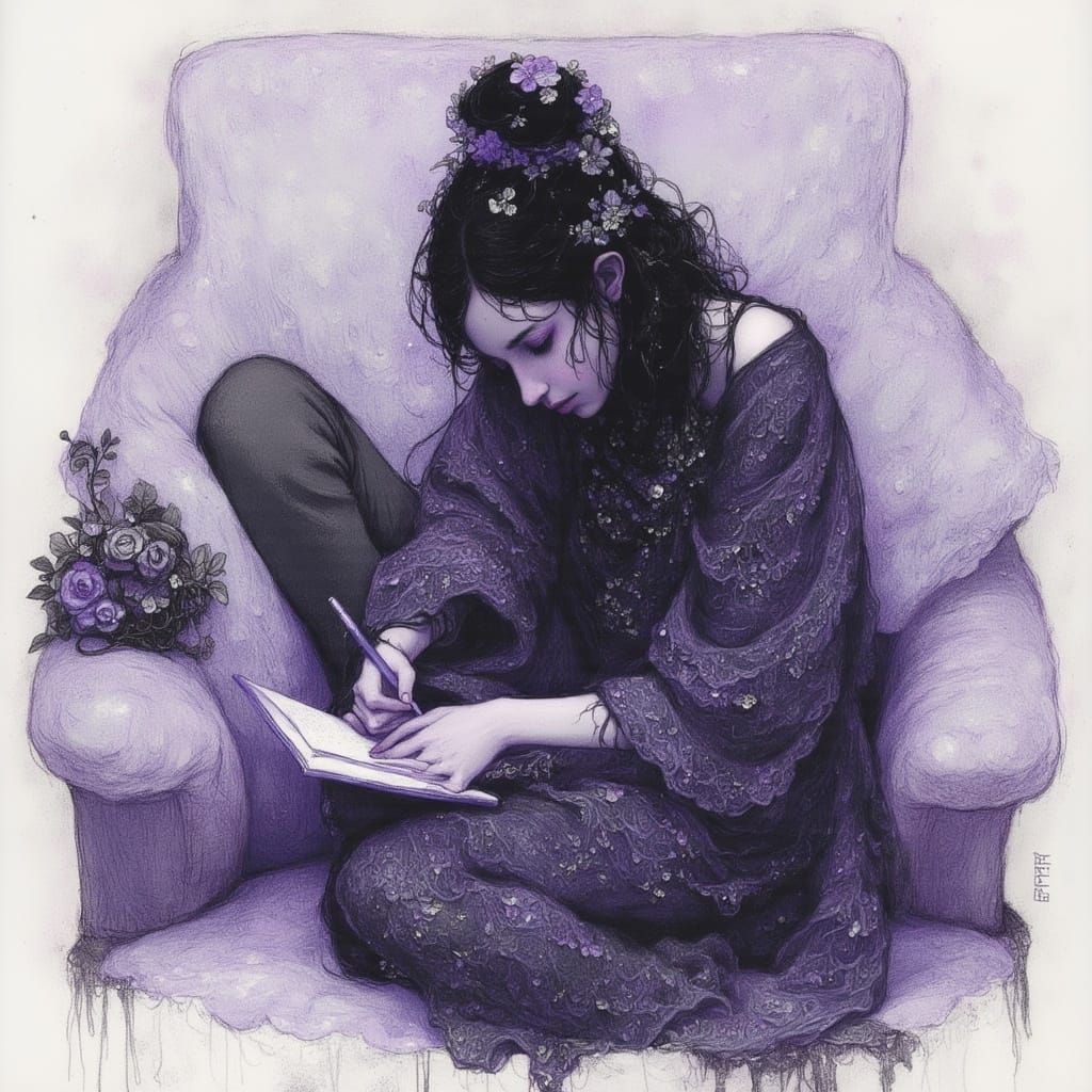 Surreal Monochromatic Portrait in Charcoal Pastels