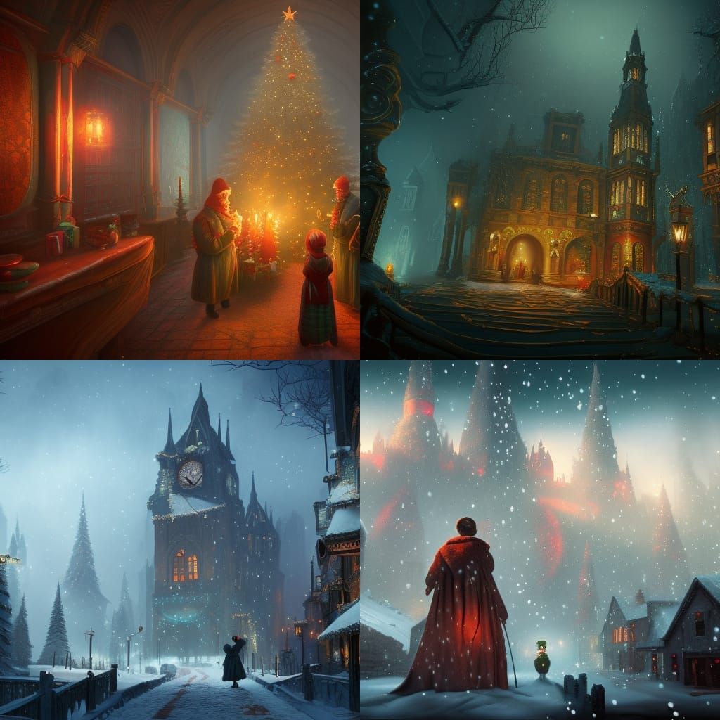 Detailed Christmas Carol Matte Painting