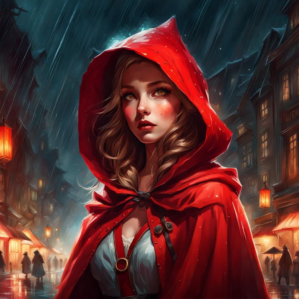 Little Red Riding Hood Portrait in Digital Illustration