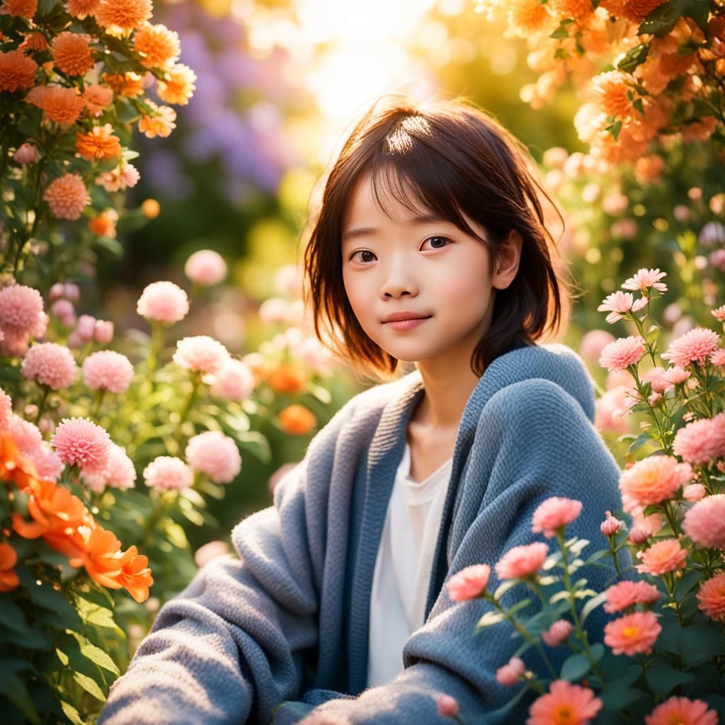 Photorealistic Portrait of a Person in a Garden