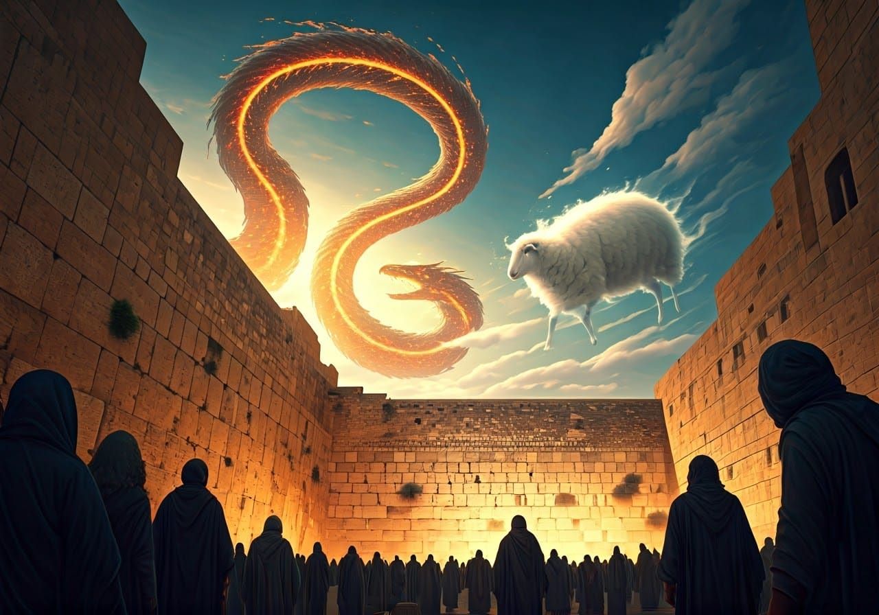 Fiery Serpent vs Cloud Sheep Over Western Wall
