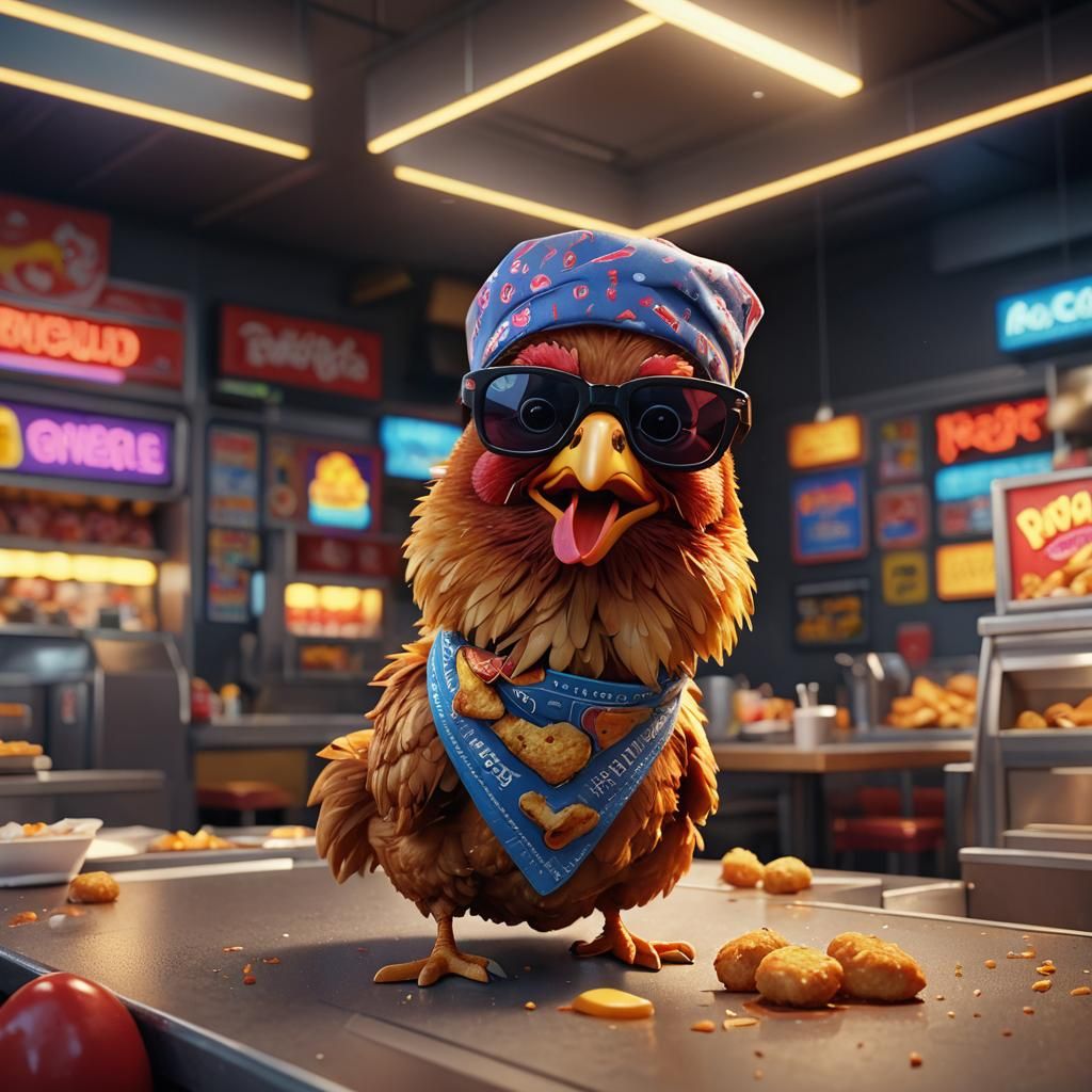 Tough Chicken Nugget in Restaurant: 3D Animation