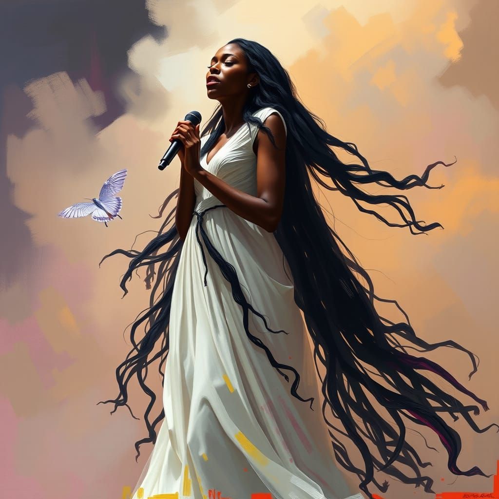 Dreamlike Portrait of African American Singer