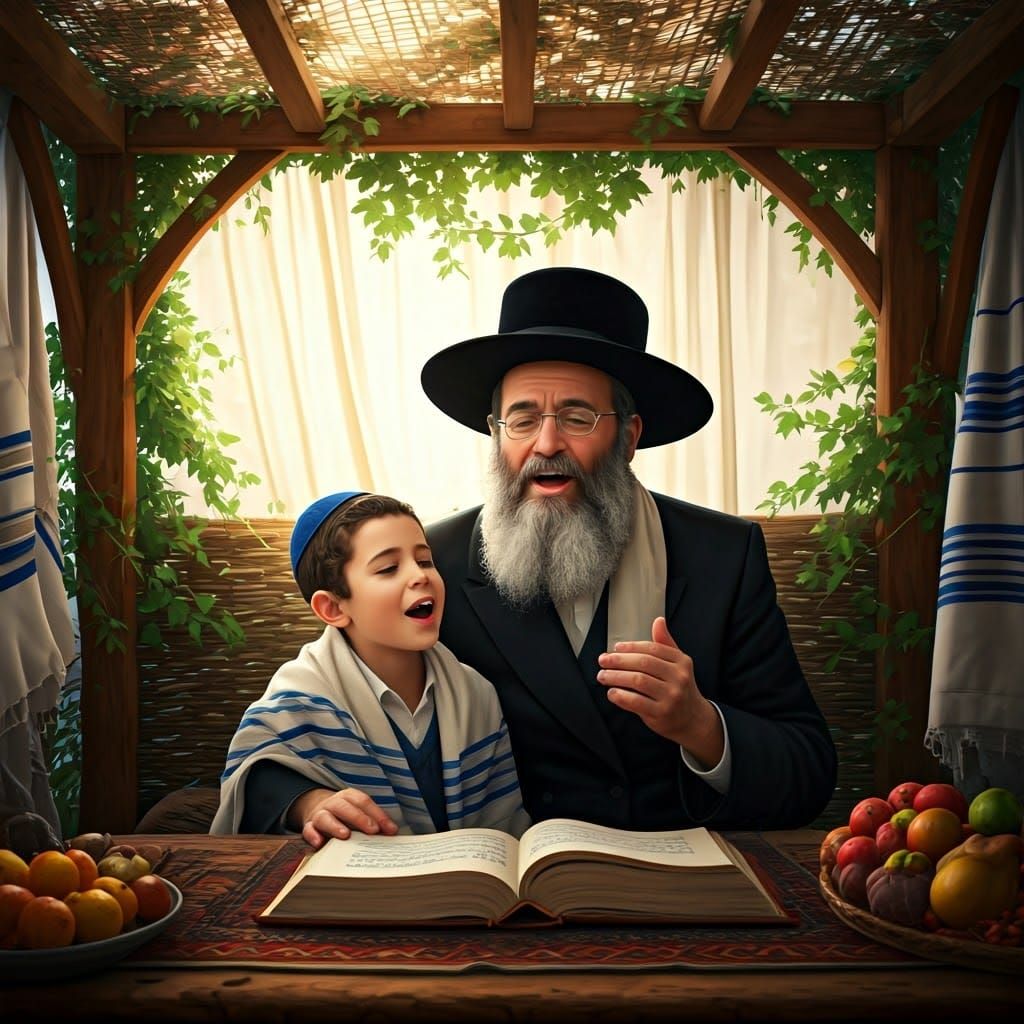 Joyful Sukkot Celebration: Father and Son Singing