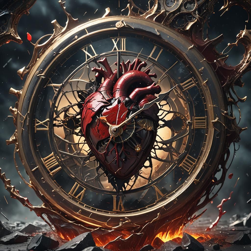 Shattered Heart Clock Plunging into Emotional Void