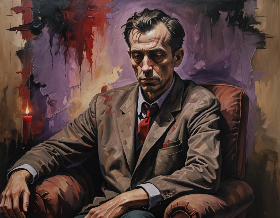 Tormented Soul: A Surreal Oil Painting Portrait