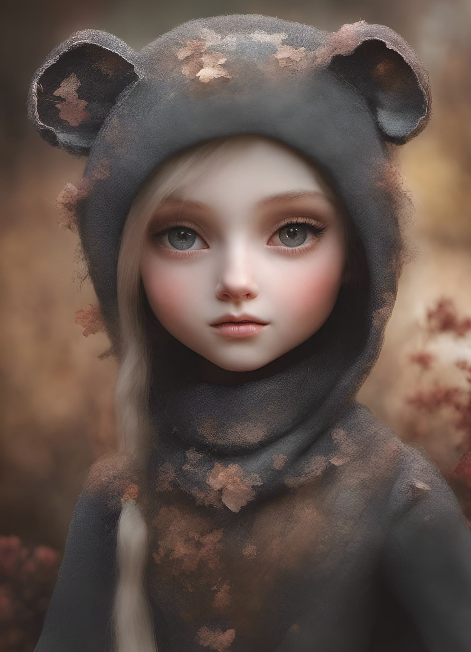 Detailed Patchwork Bear Collage in Textile Style