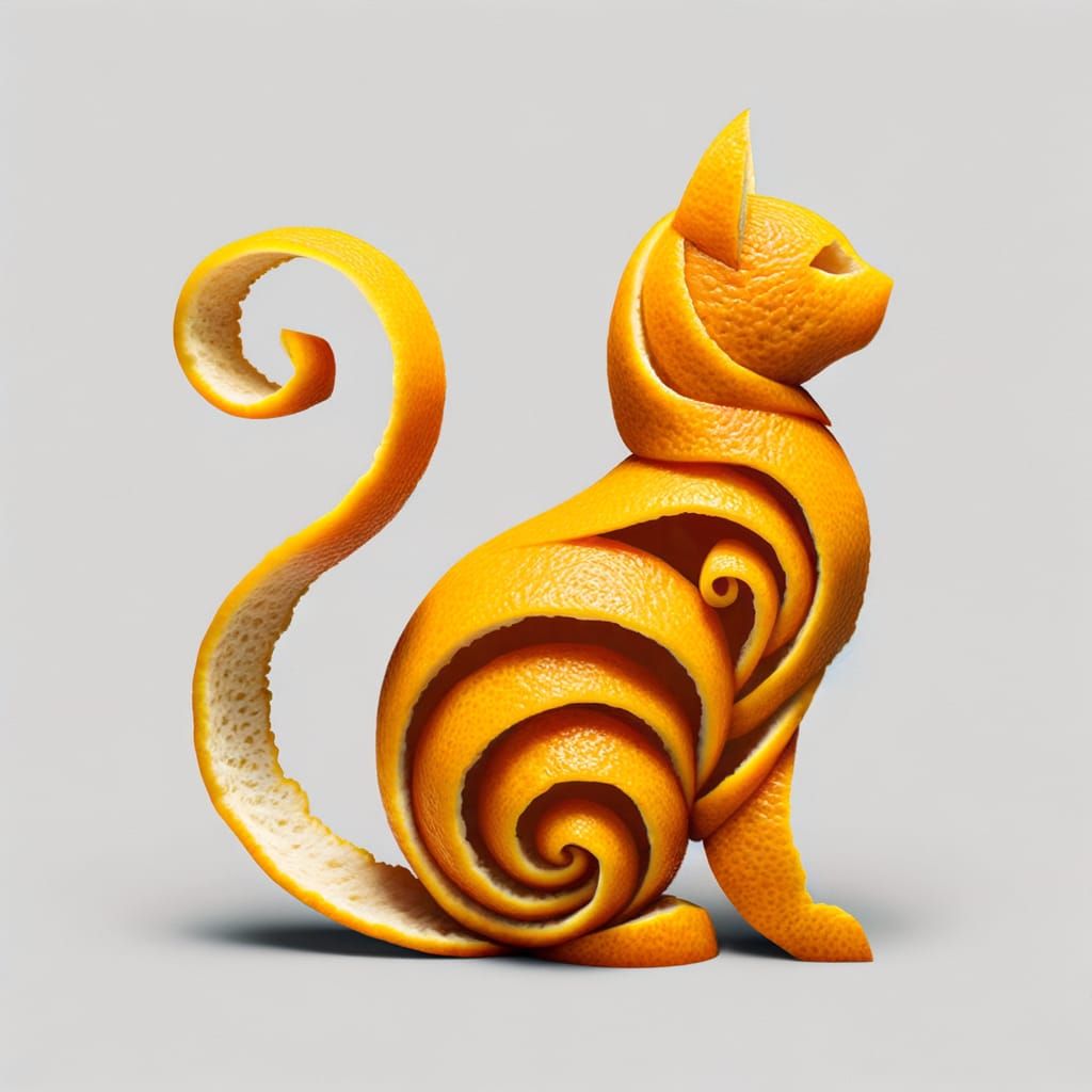 Orange Peel Cat: A Whimsical 3D Creation