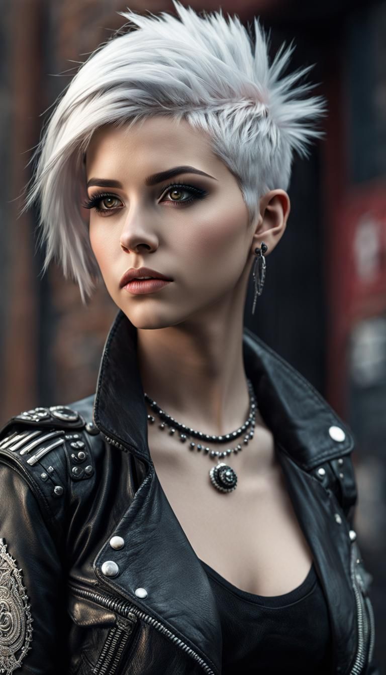 Hyperrealistic Punk Girl Portrait in High Definition