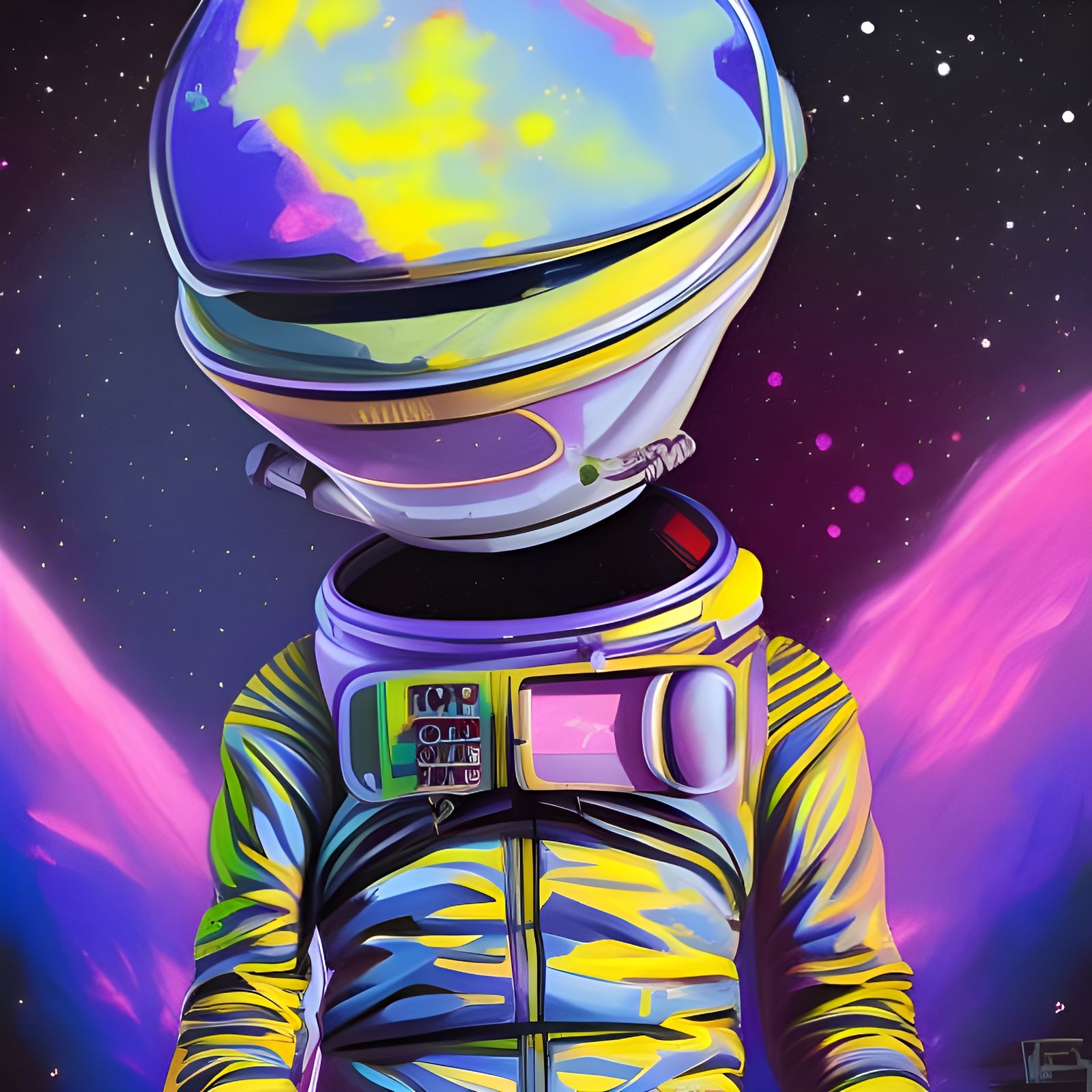 Alien Astronaut Stargazing: Graffiti Art Illustration