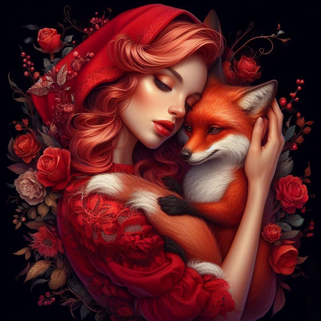 Red Riding Hood Portrait in Digital Art Style