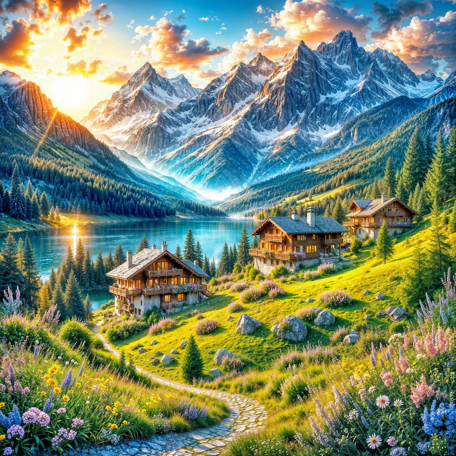 Sweet village under the swiss alps