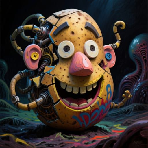 Surreal Biomechanical Mr. Potato Head Sculpture