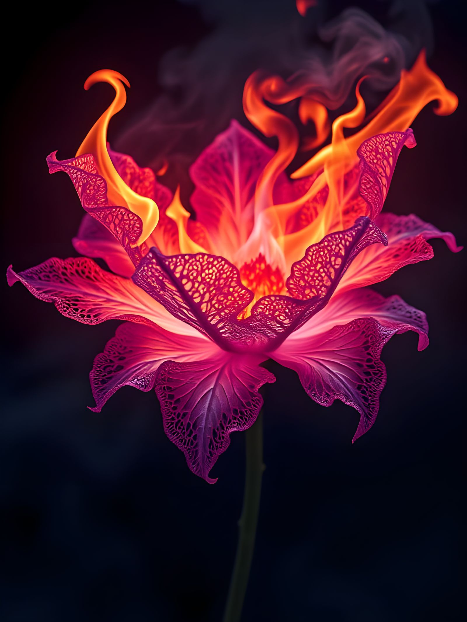 Fiery Floral Abstraction in Vibrant Hues