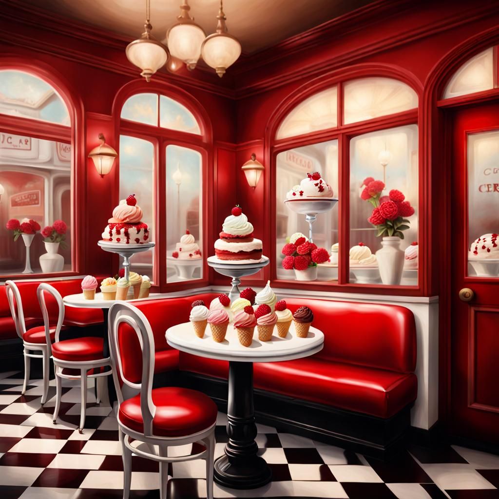 Vintage Ice Cream Parlor in Australian Tonalism Style
