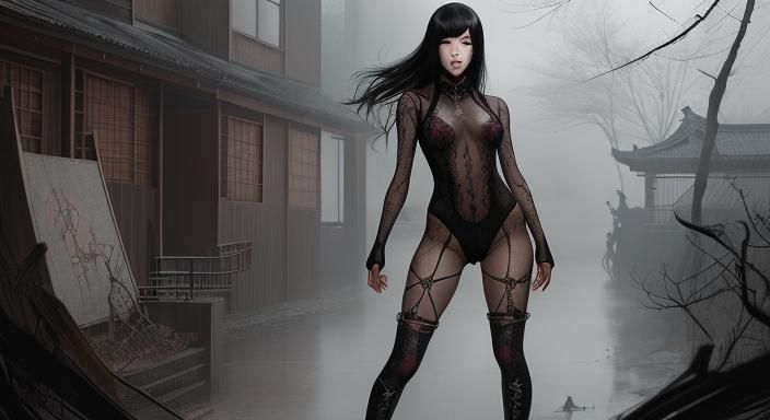 Ethereal Woman in Lace, Dark Fantasy Art