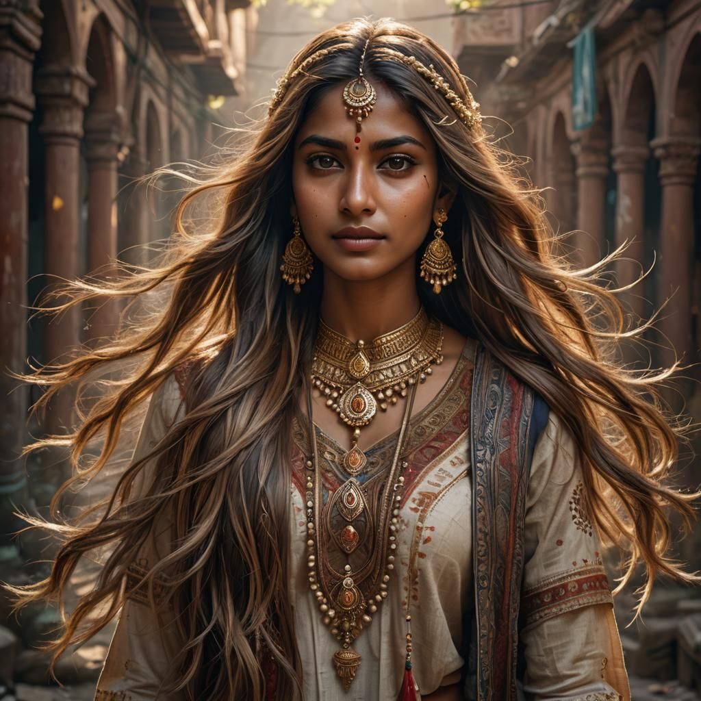 Hyperrealistic Portrait of a Young Indian Woman