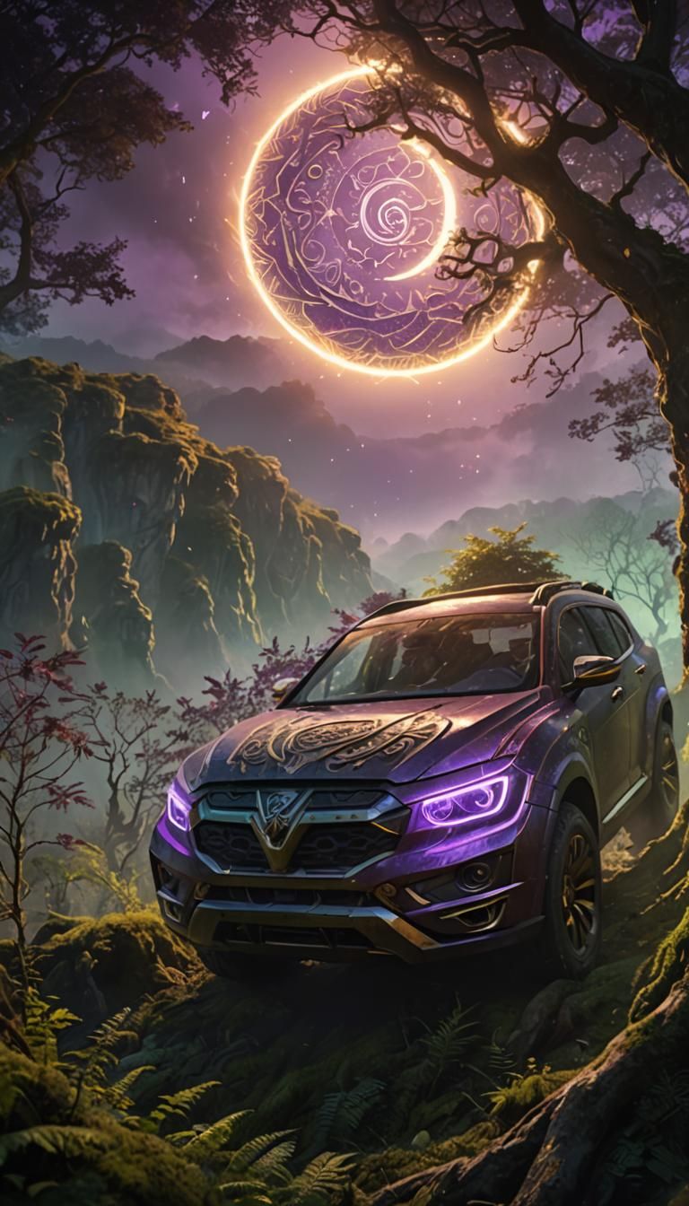 Mystical Warrior in Glowing Forest: Fantasy Concept Art