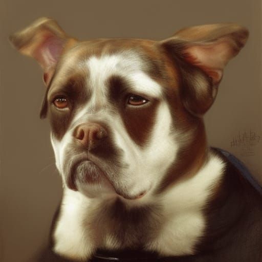 Embarrassed Dog Portrait in Detailed Digital Art Style