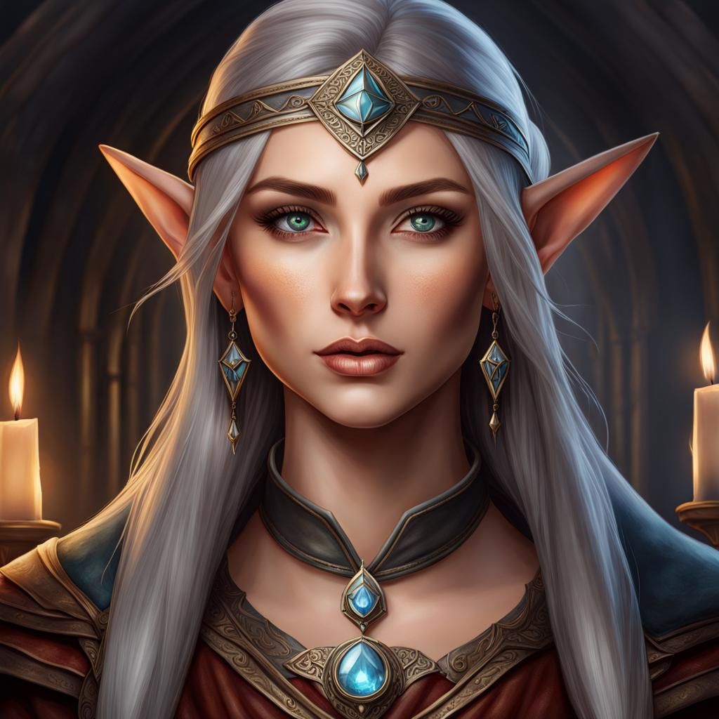 Half-Elf Mage Portrait in Hyperrealism