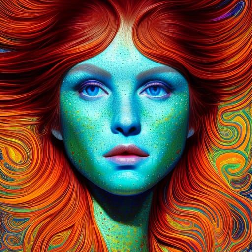 Photorealistic Portrait of Courtney Gains with Red Hair