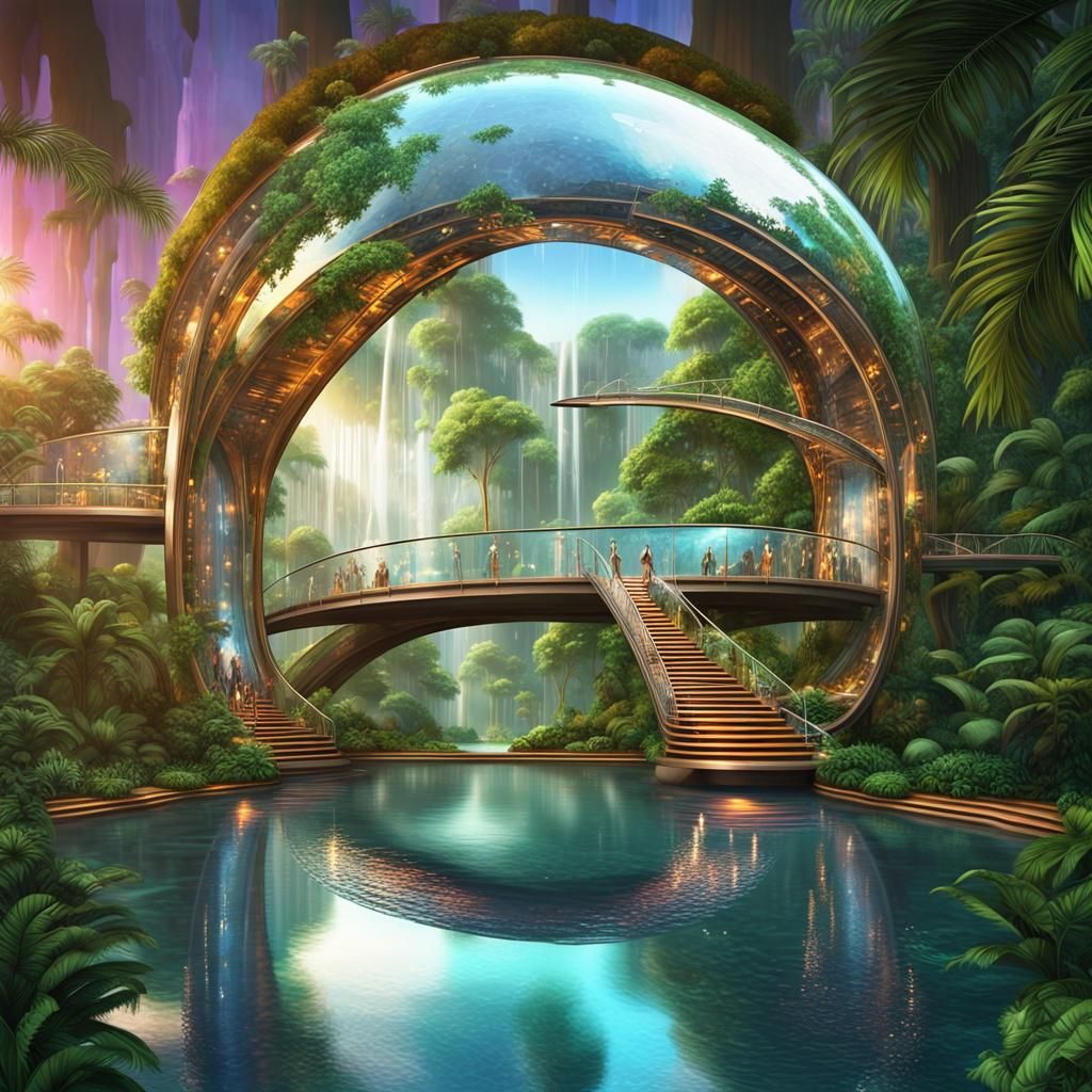 Futuristic Tropical Bridge to Galactic Mansion