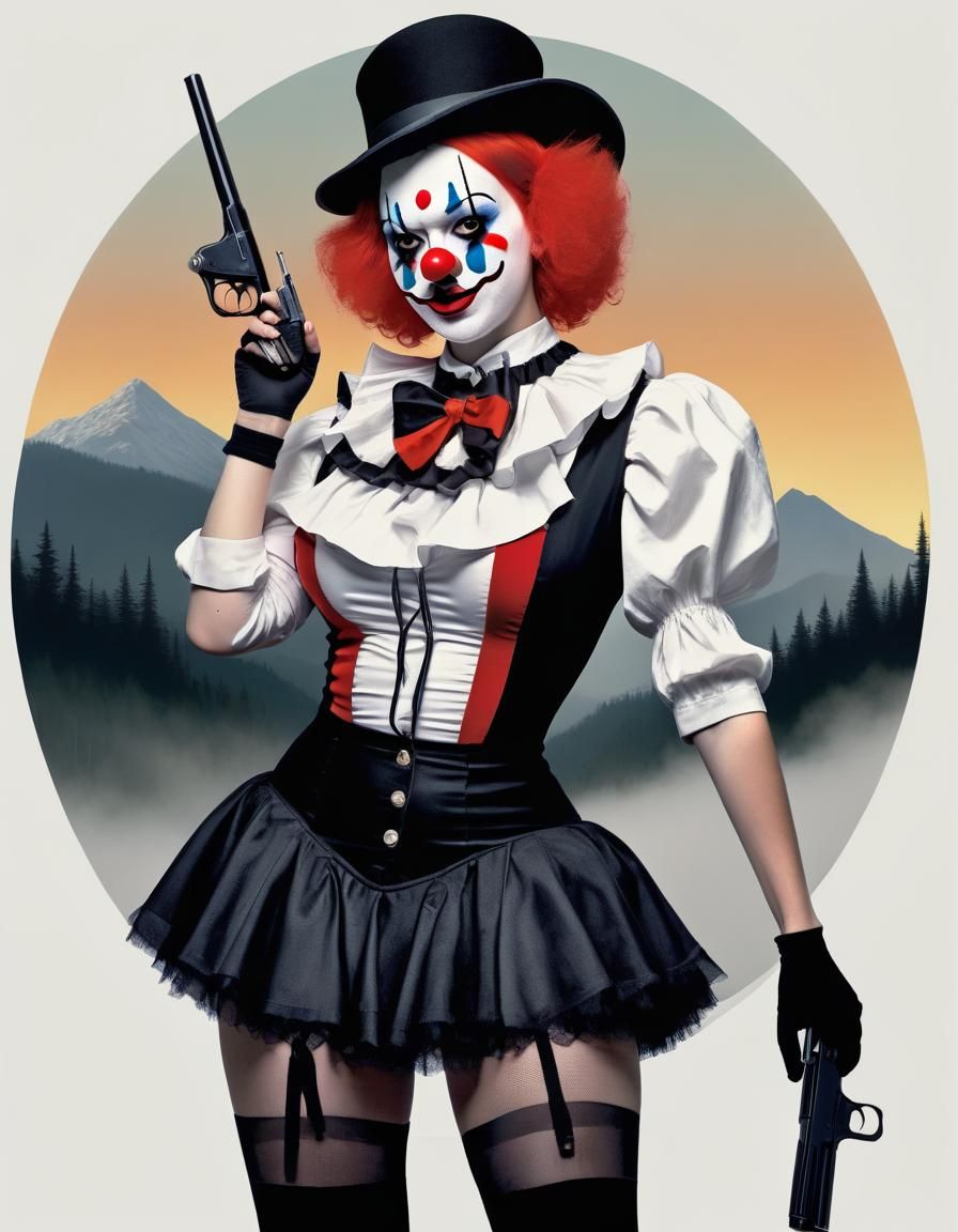 Woman with Gun in Comic Book Style