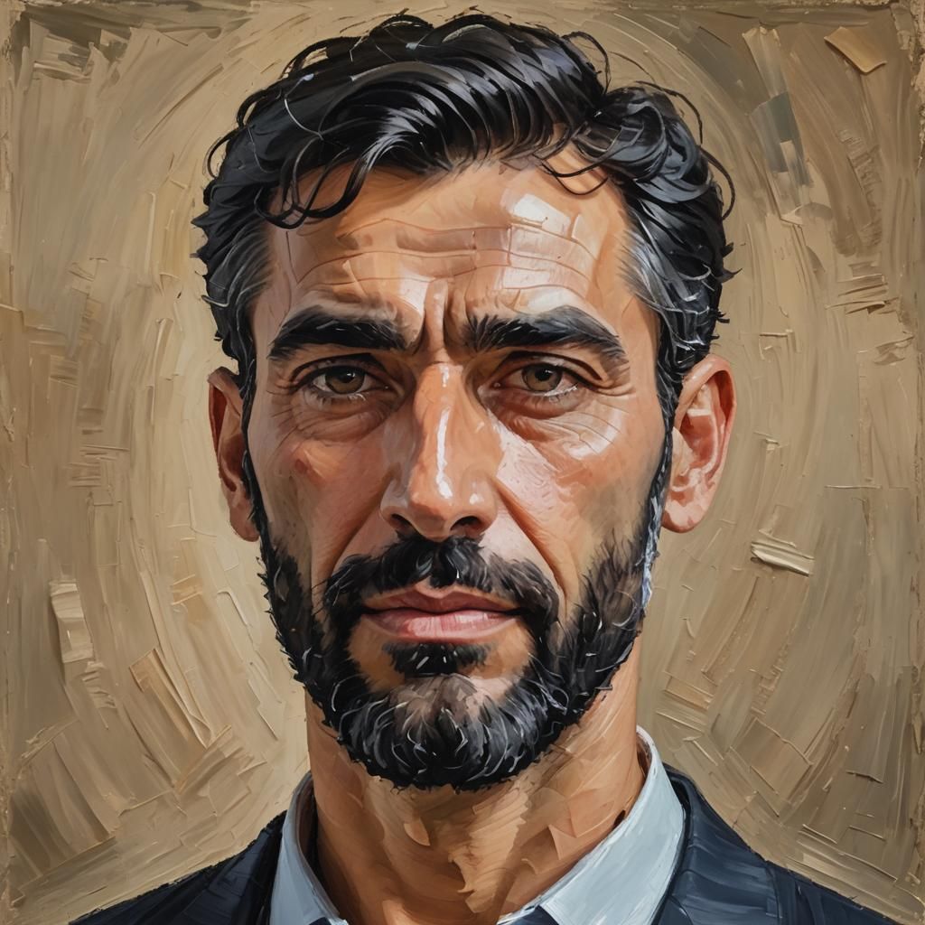 Handsome Professor Portrait as Impasto Oil Painting