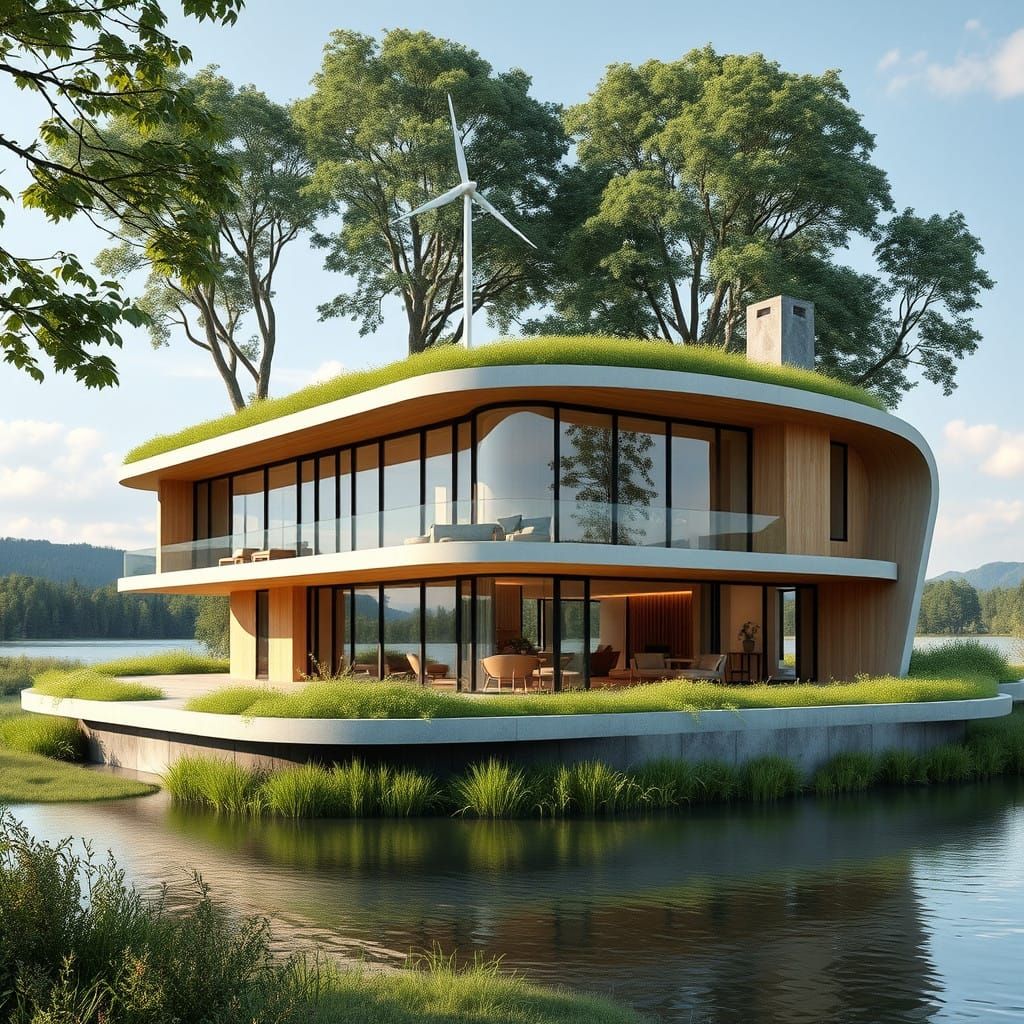 Eco House in Harmony with Nature, Inspired by Organic Modern...