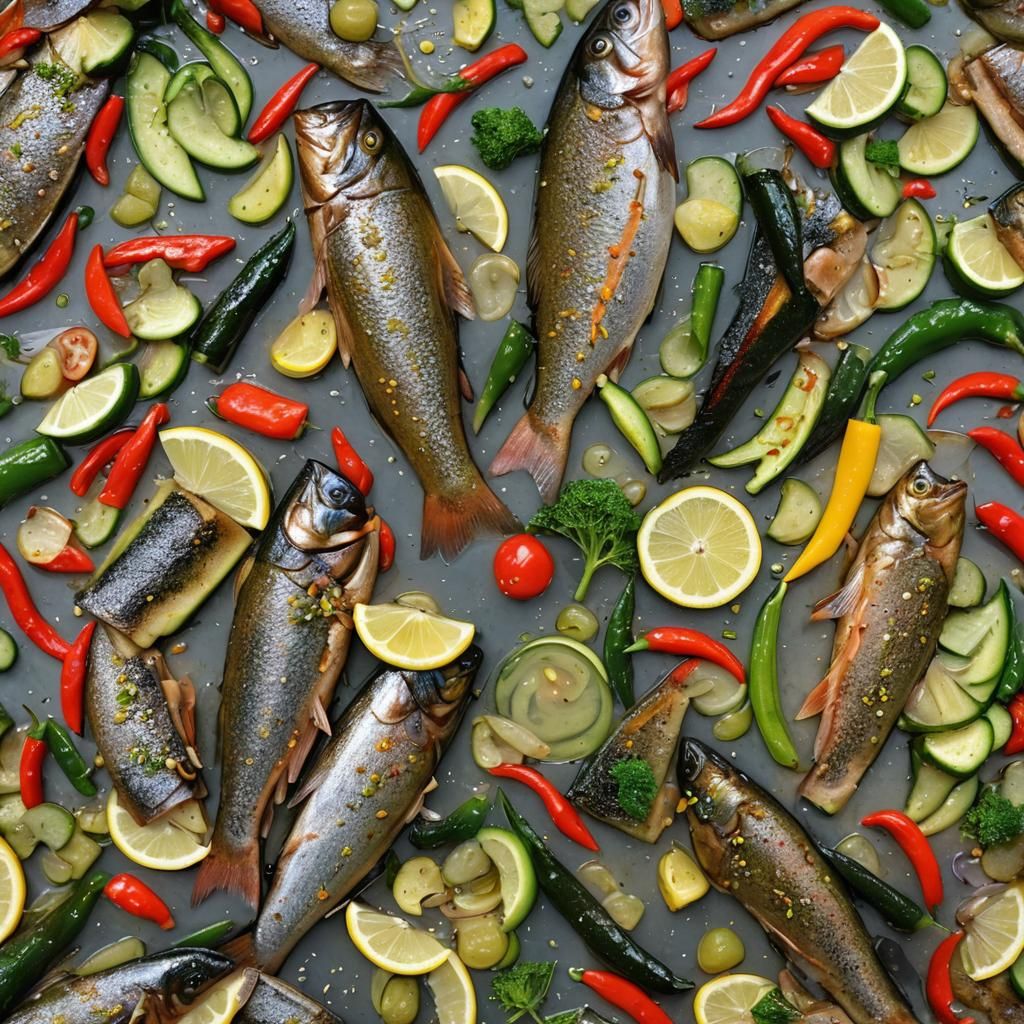 Delicious Trout Teppanyaki Recipe, Cinematic Film Still