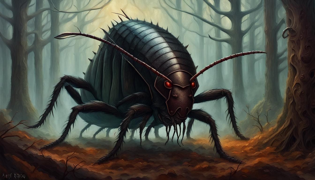 Dark and Sinister Abyssal Skulker with Scars and Black Carap...