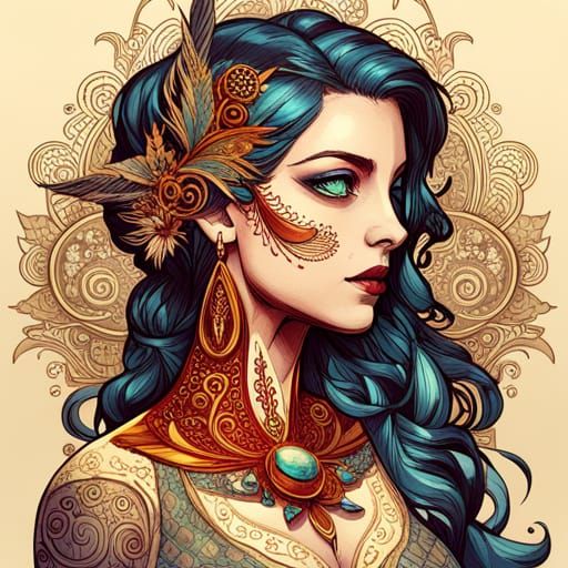 Steampunk Cybernetic Persian Queen in Digital Art