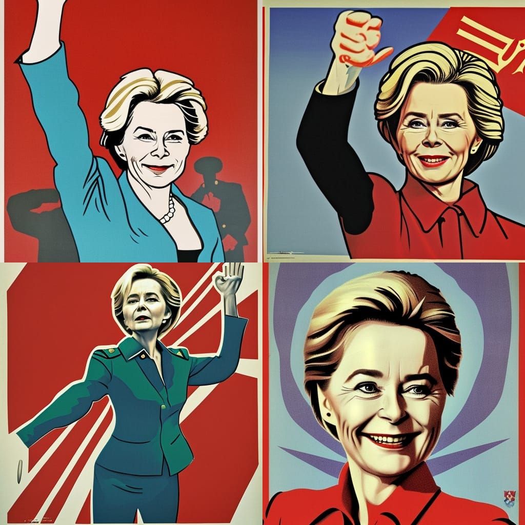Ursula Von Der Leyen in Soviet Poster Style