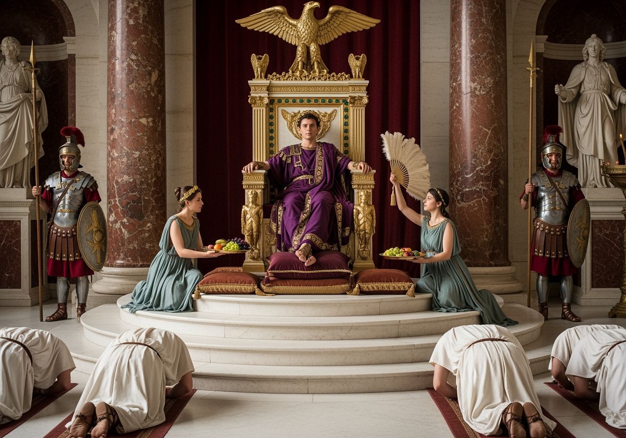 Emperor Caligula on His Throne in Imperial Palace