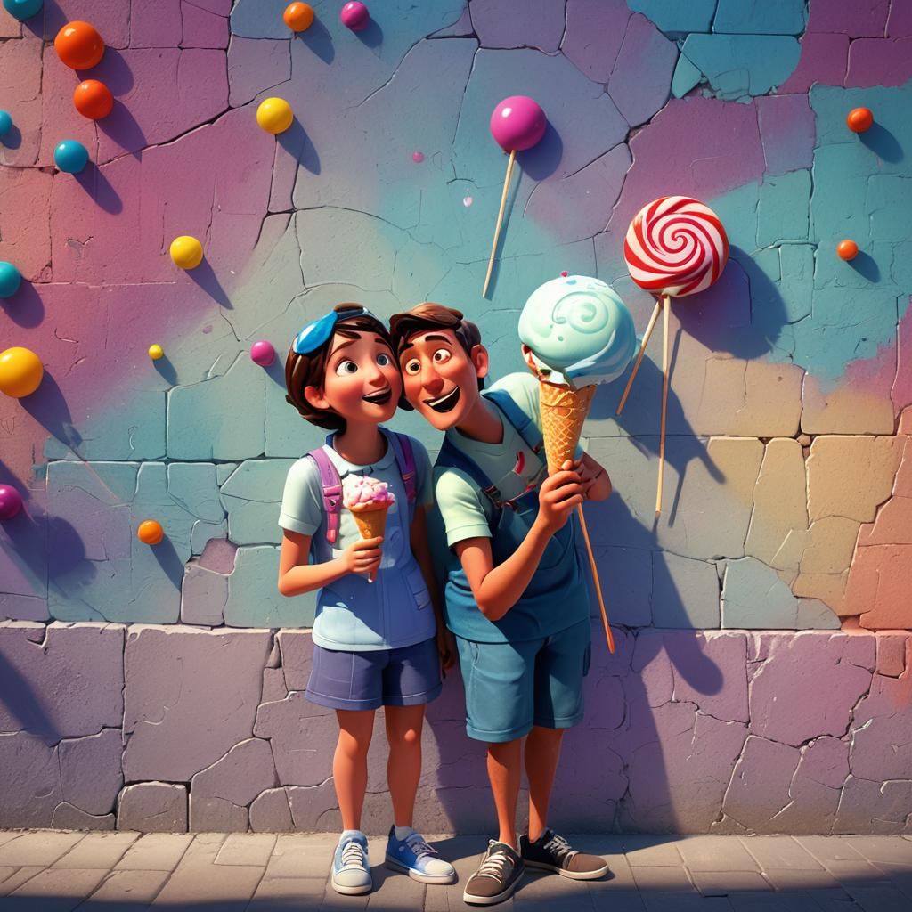 Lollipop Man and Ice Cream Woman: Pixar Style