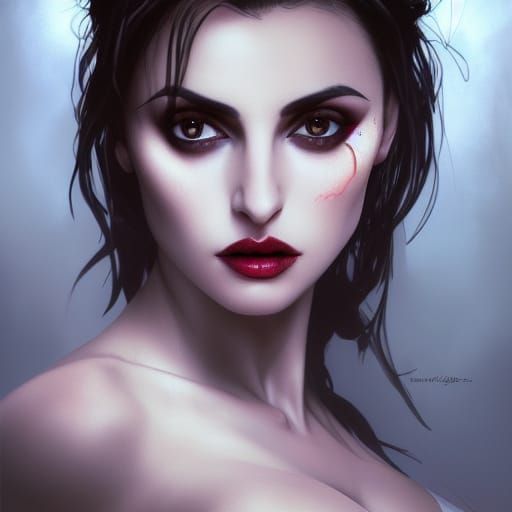 Vampire in Lingerie: Art Nouveau Portrait