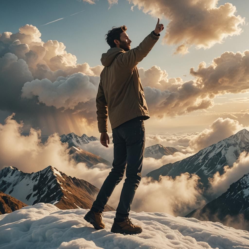 Surreal Portrait on Mountain Peak