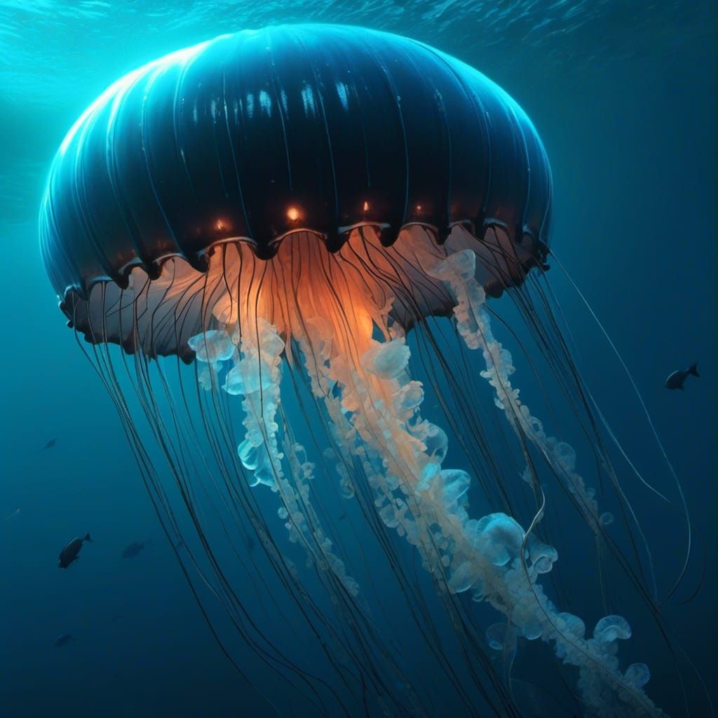 Bioluminescent Jellyfish Underwater Photo