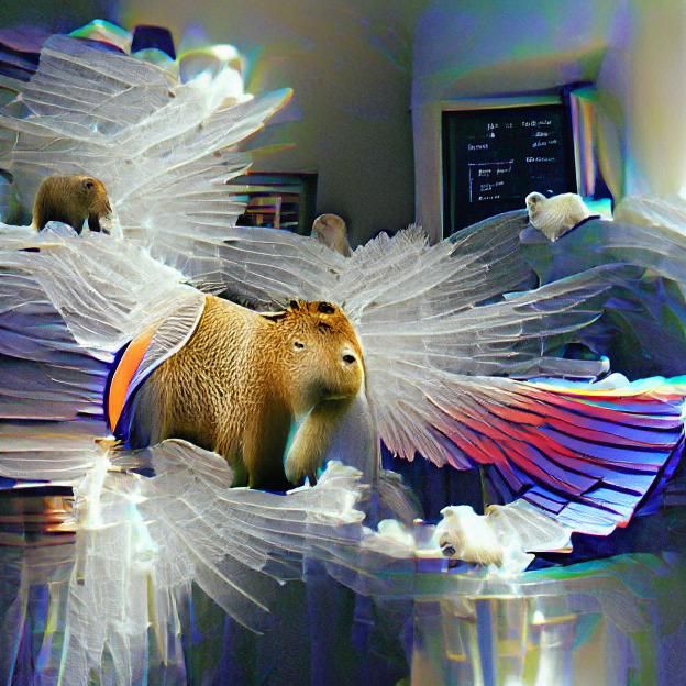 Capybara Angel in Heavenly Light