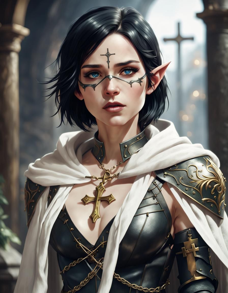 Blindfolded Elf in Leather Armor, 4K Resolution