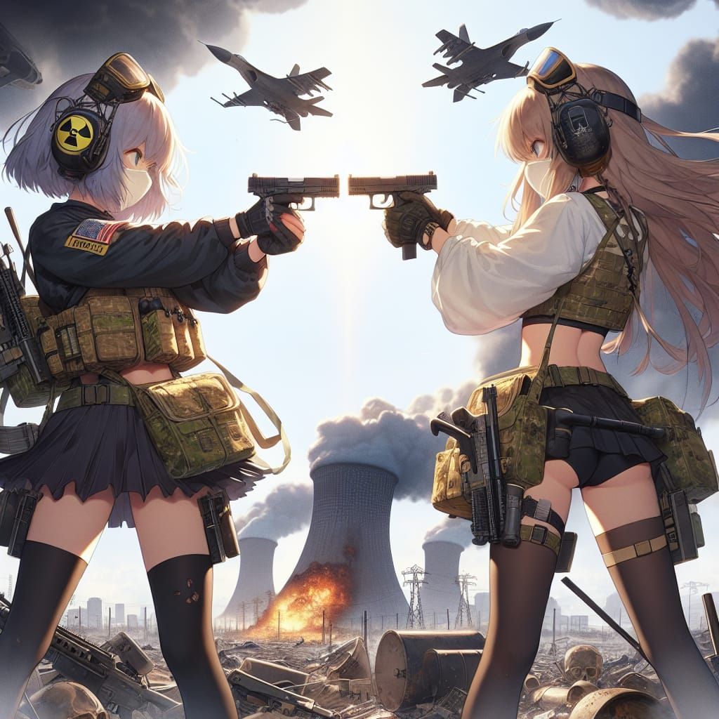 Anime Girls Duel in Radioactive Wasteland